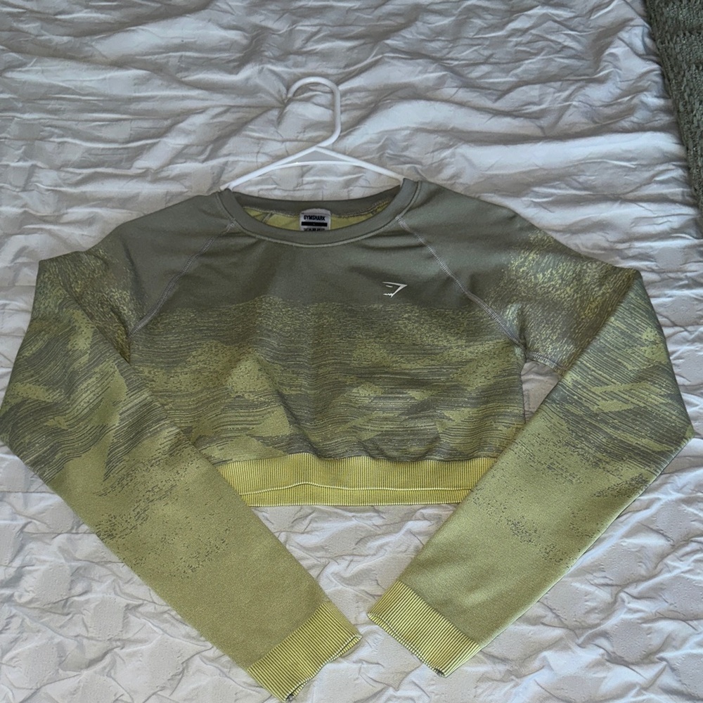Gymshark Olive and Light Yellow Crop Top